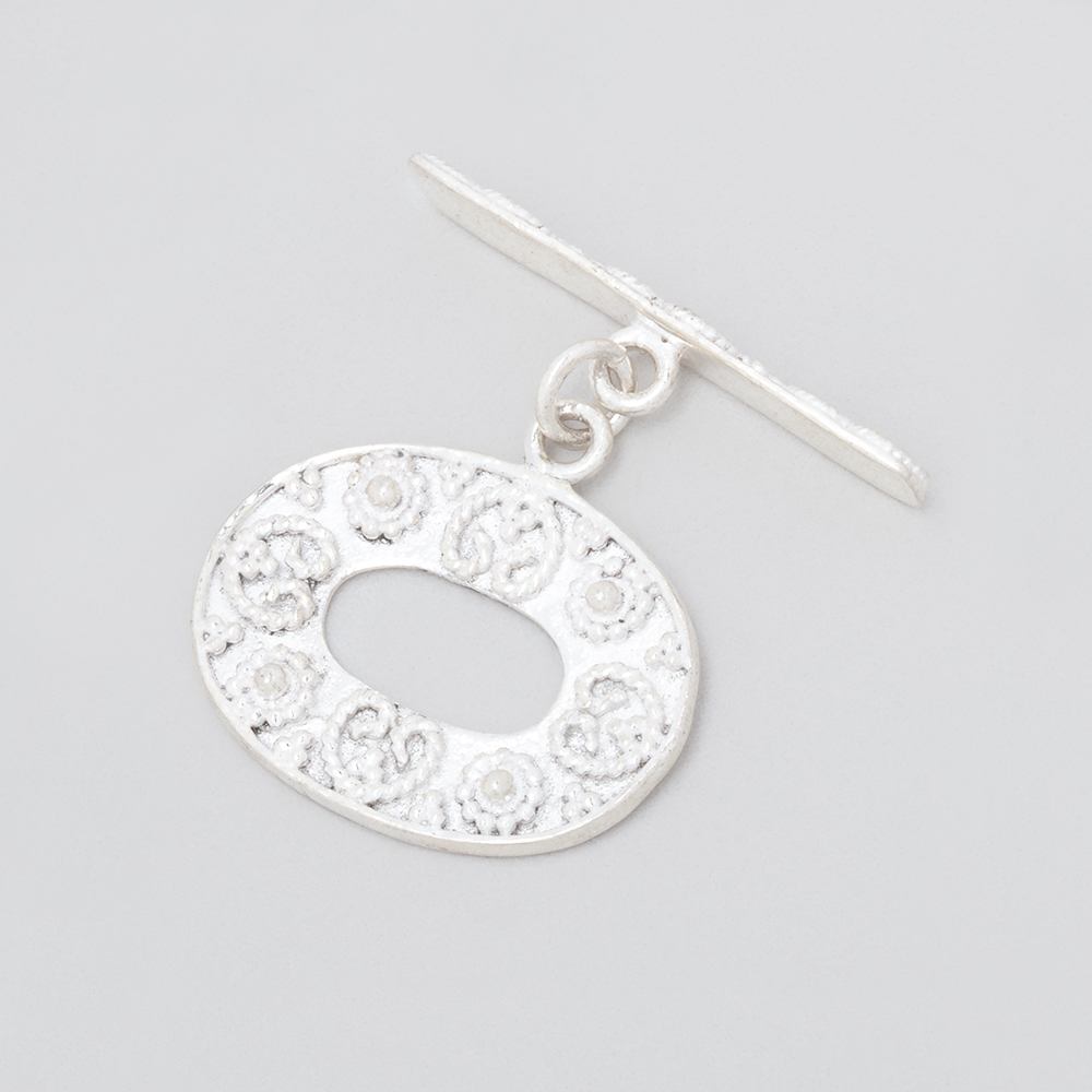 Sterling Silver 16x21.5mm Oval Toggle Clasp with Twisted Rope Detail - AtlantaFindingsCompany