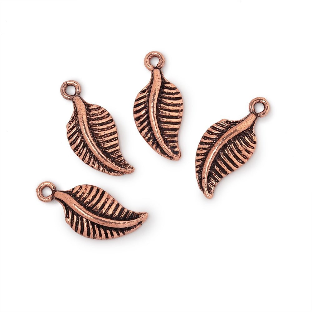 16x8.5mm Leaf Pendant Charm Set of 4 pieces - AtlantaFindingsCompany