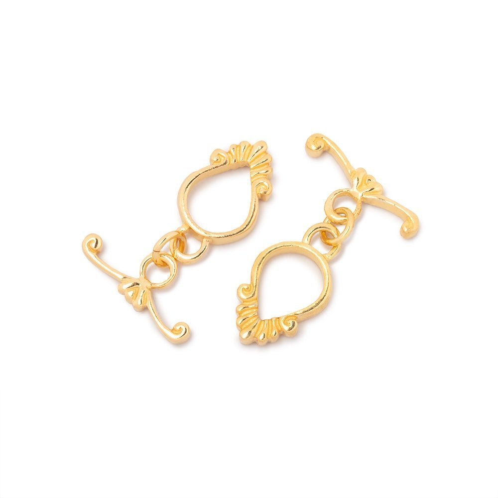 Vermeil Fluted Pear Toggle Clasp - 13x9mm - AtlantaFindingsCompany