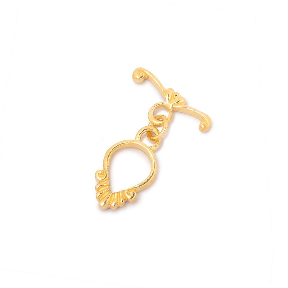 Vermeil Fluted Pear Toggle Clasp - 13x9mm - AtlantaFindingsCompany