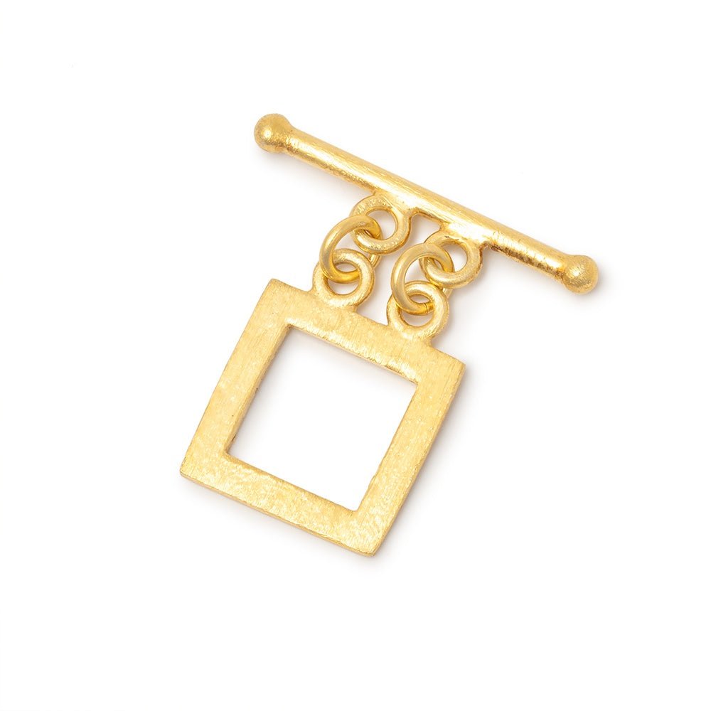 14mm Brushed Vermeil Square Double Strand Toggle Clasp - AtlantaFindingsCompany
