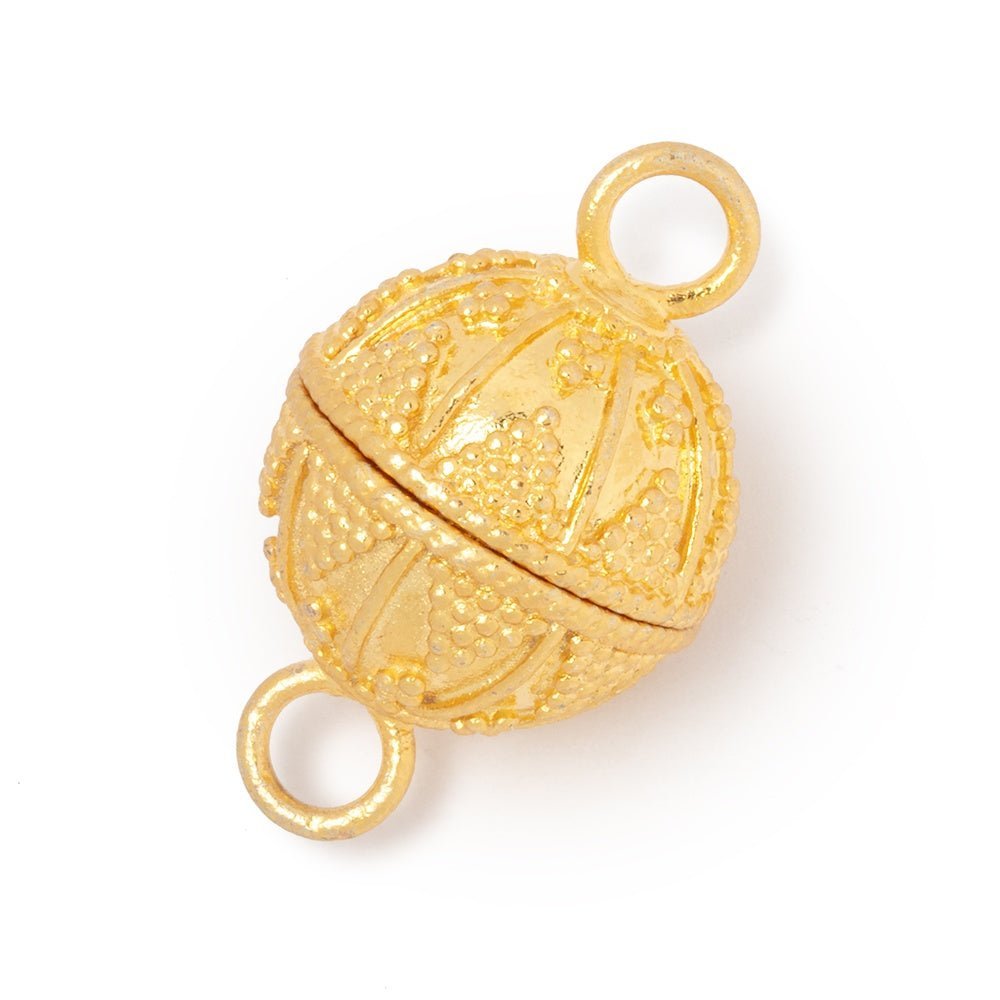 17.5mm Triangular Miligrain Magnetic Clasp - Round Plated Jewelry Finding (1 Piece) - AtlantaFindingsCompany