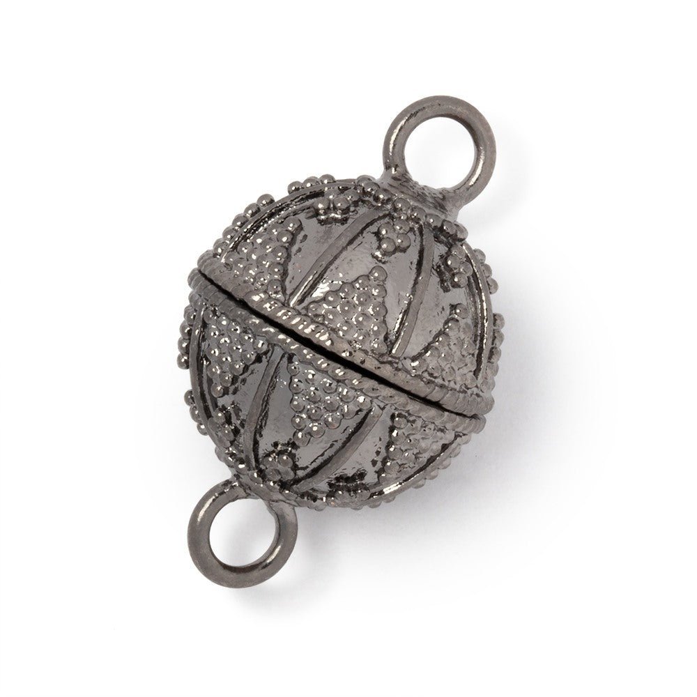 17.5mm Triangular Miligrain Magnetic Clasp - Round Plated Jewelry Finding (1 Piece) - AtlantaFindingsCompany