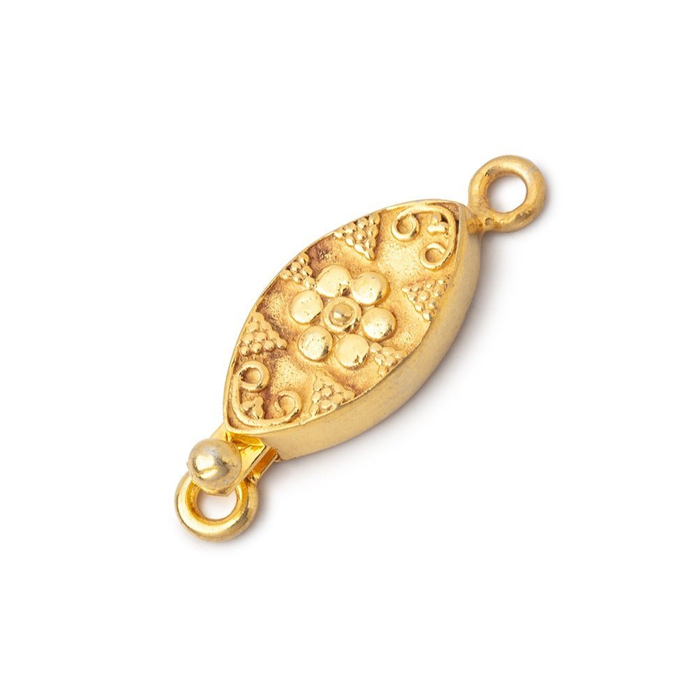 22kt Gold Plated Floral Marquise Box Clasp (17.5x9mm) - 1 Piece - AtlantaFindingsCompany