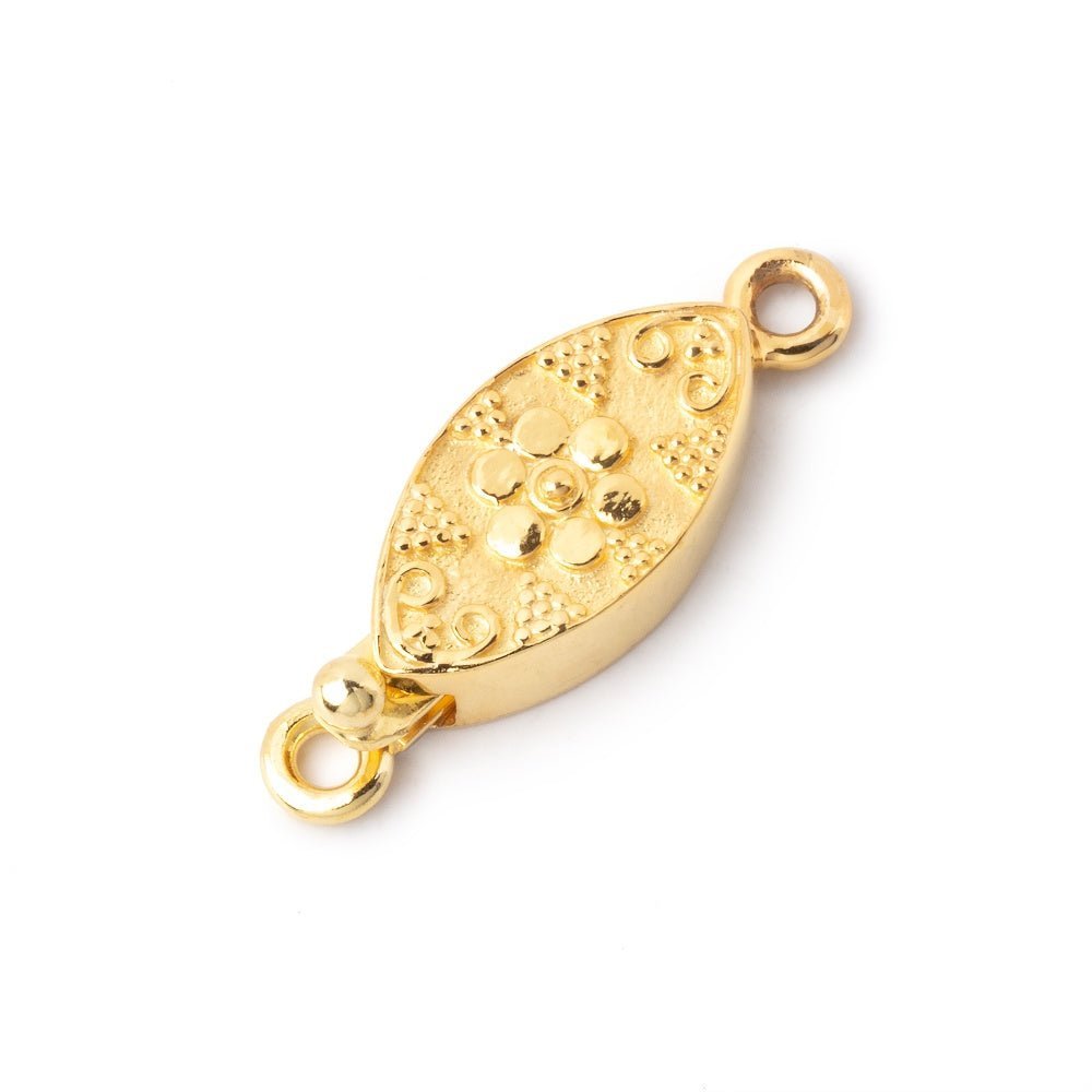 17.5x9mm Vermeil Floral Marquise Box Clasp - 1 Piece - AtlantaFindingsCompany