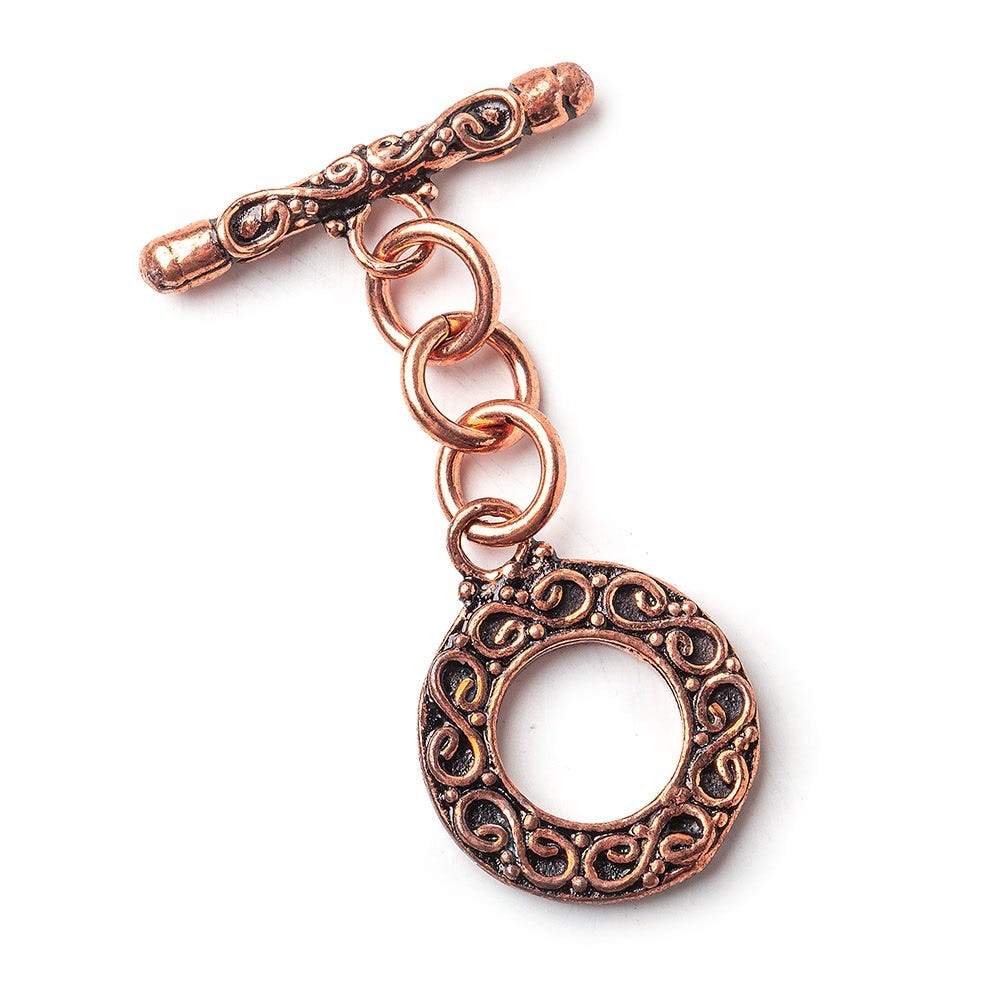 17mm Copper Infinity Pattern Round Toggle Clasp - AtlantaFindingsCompany