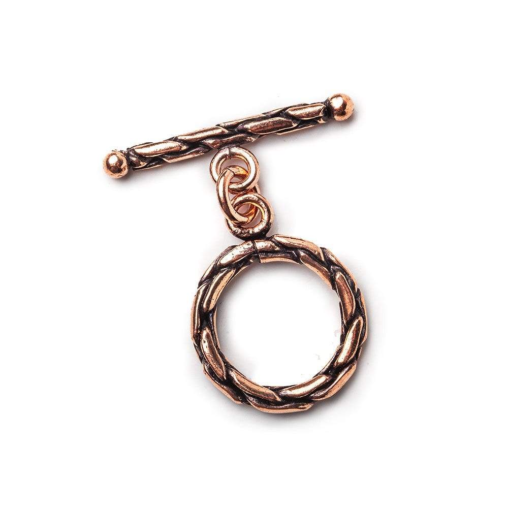 17mm Copper Toggle Clasp with Woven Design - Set of 2 - AtlantaFindingsCompany