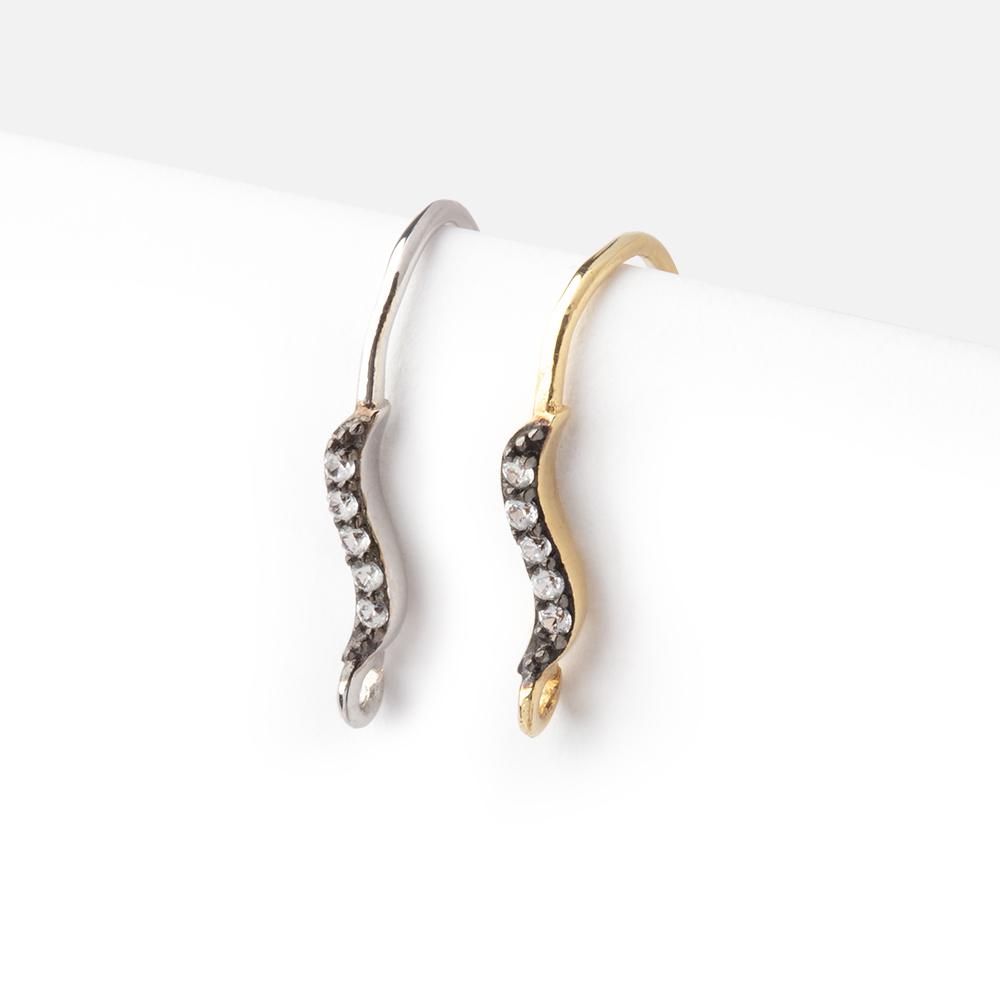 17mm CZ Two Tone Ear Wire Set of 2 pieces - AtlantaFindingsCompany