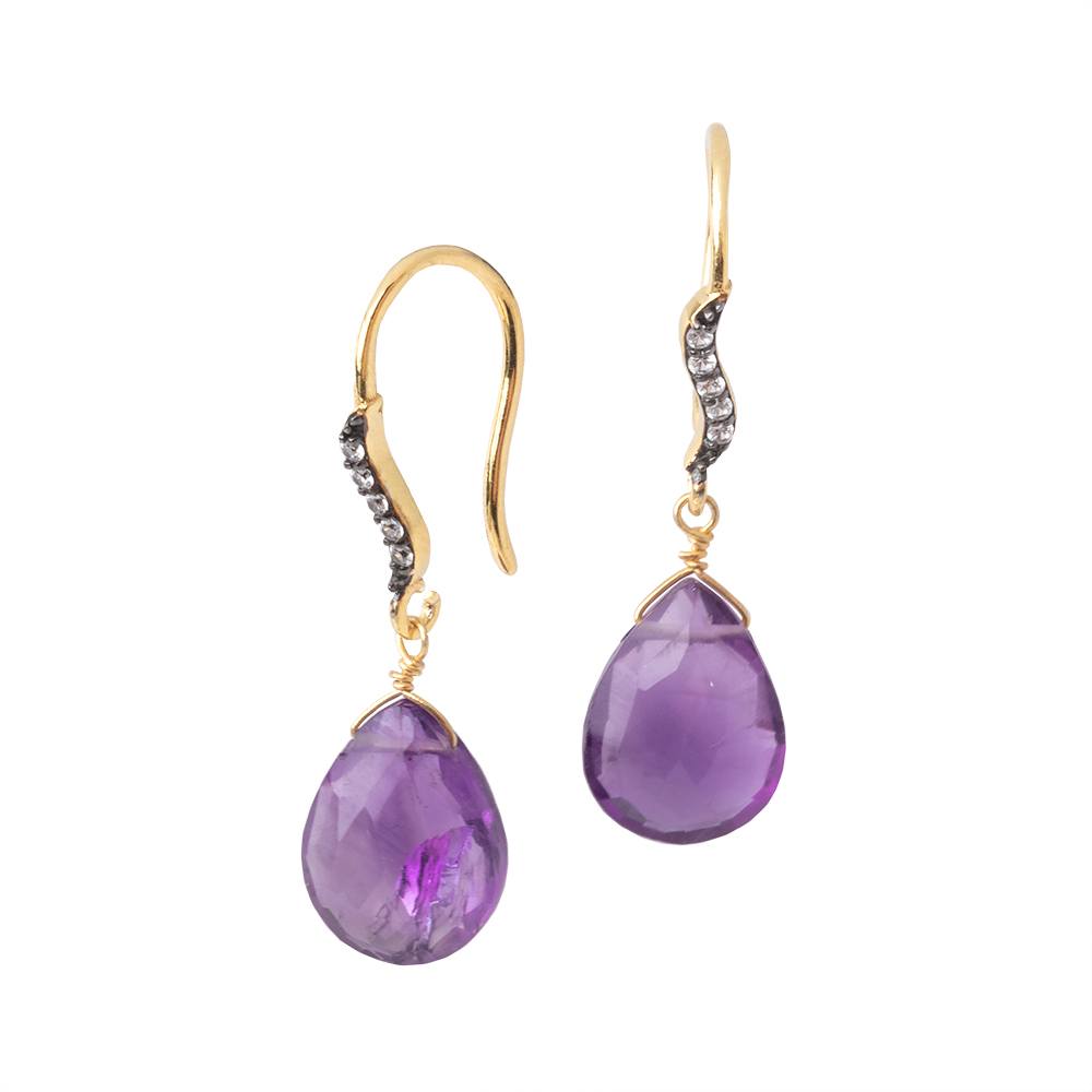 17mm CZ Two Tone Ear Wire Set of 2 pieces - AtlantaFindingsCompany