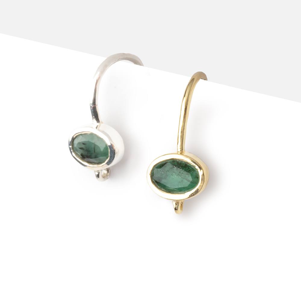 17mm Emerald Oval Ear Wire Set of 2 pieces - AtlantaFindingsCompany