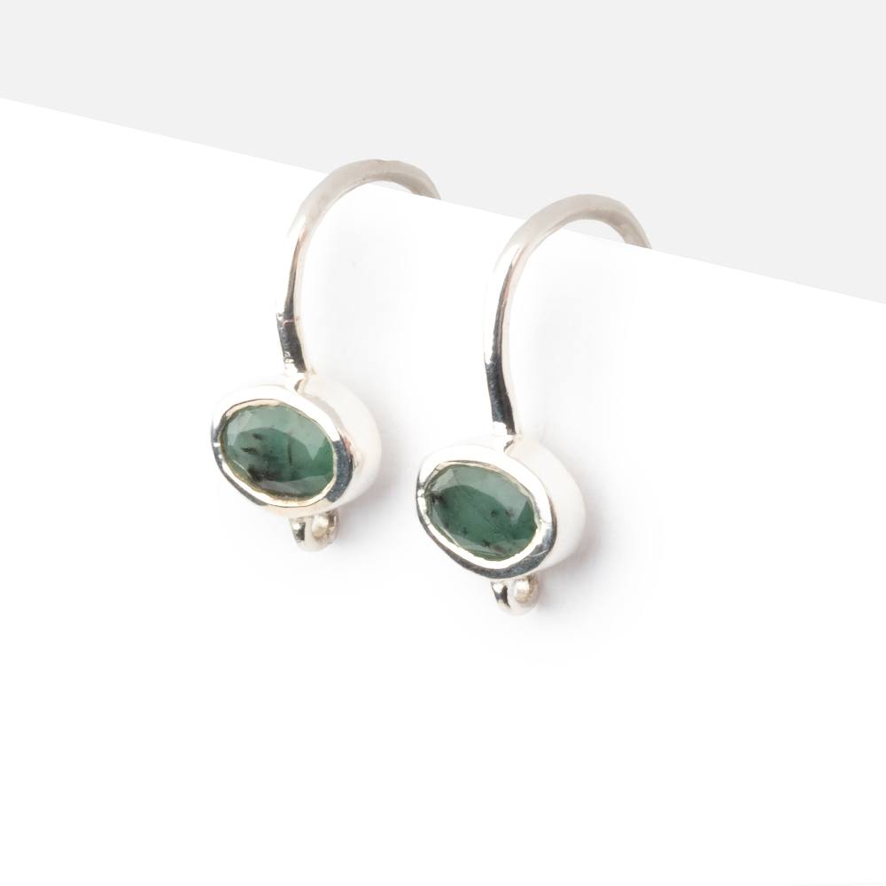 17mm Emerald Oval Ear Wire Set of 2 pieces - AtlantaFindingsCompany