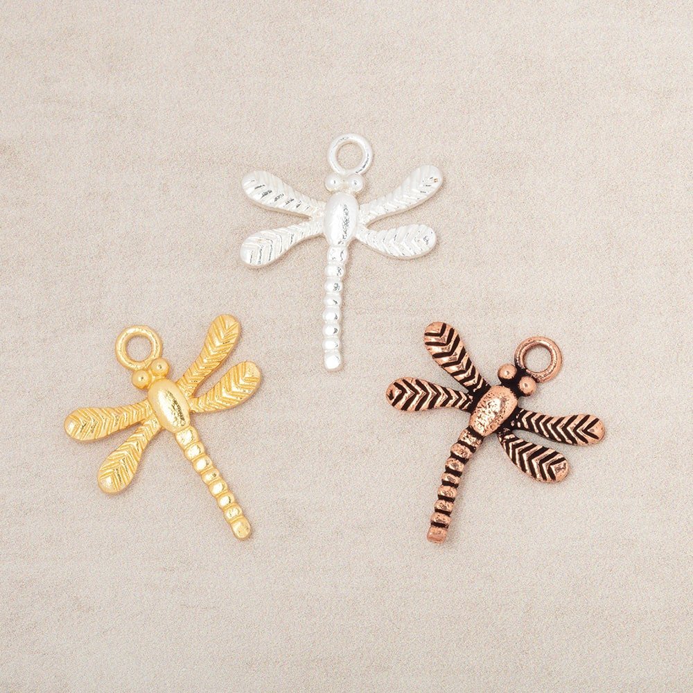 18.5mm Dragonfly Pendant Charm Set of 4 pieces - AtlantaFindingsCompany
