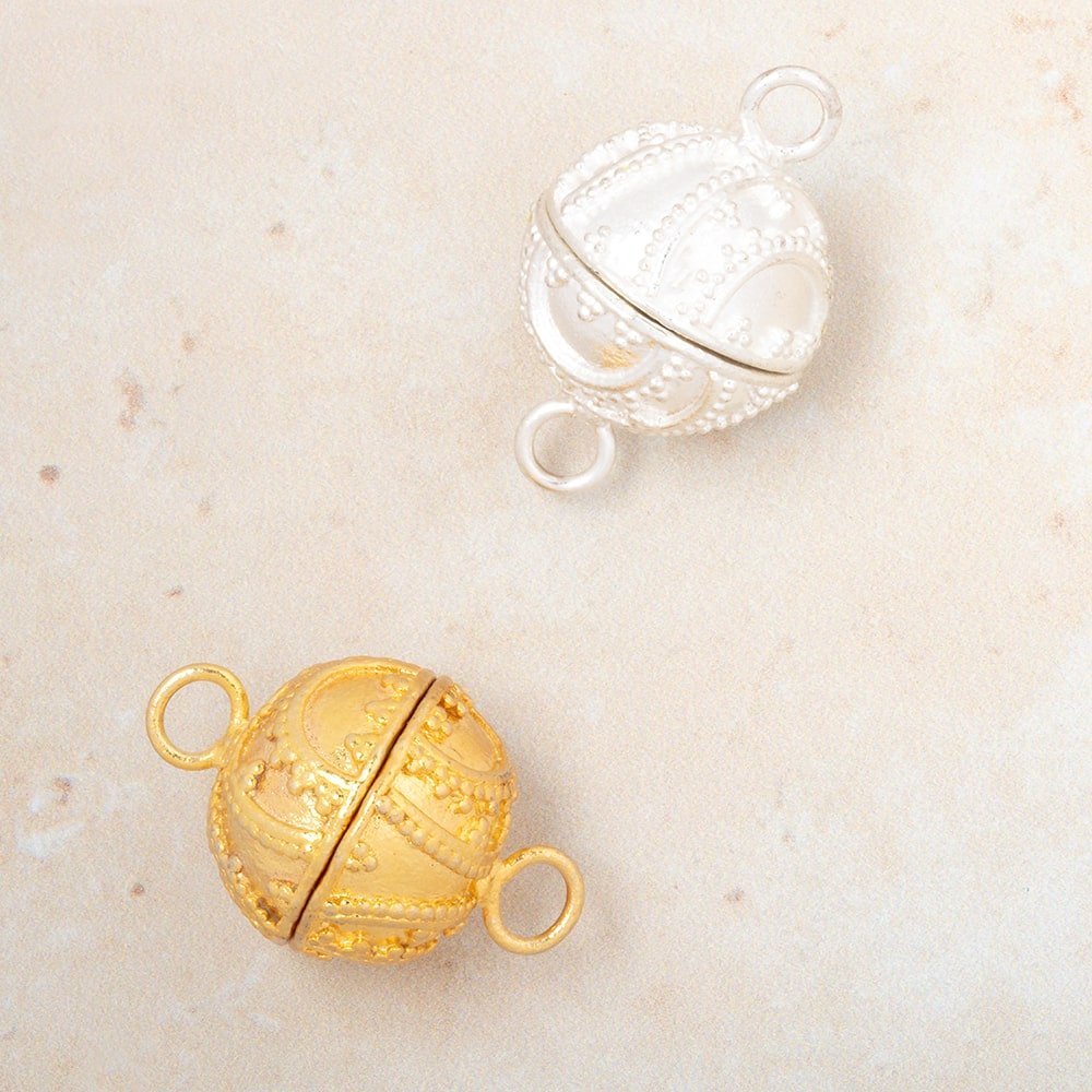18.5mm Swirling Miligrain Round Magnetic Clasp - Premium Plated Jewelry Finding - AtlantaFindingsCompany