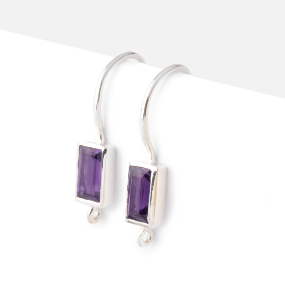 18mm African Amethyst Baguette Ear Wire Set of 2 pieces - AtlantaFindingsCompany