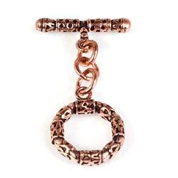 18mm Copper 3 - D Round Toggle Clasp Set - AtlantaFindingsCompany