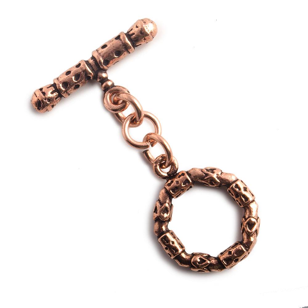 18mm Copper 3 - D Round Toggle Clasp Set - AtlantaFindingsCompany