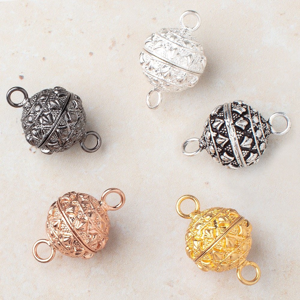 18mm Egyptian Design Round Magnetic Clasp - Premium Plated Jewelry Finding - AtlantaFindingsCompany