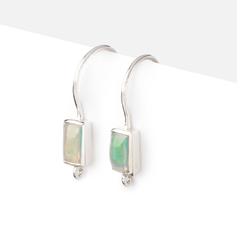 18mm Ethiopian Opal Plain Baguette Ear Wire Set of 2 pieces - AtlantaFindingsCompany