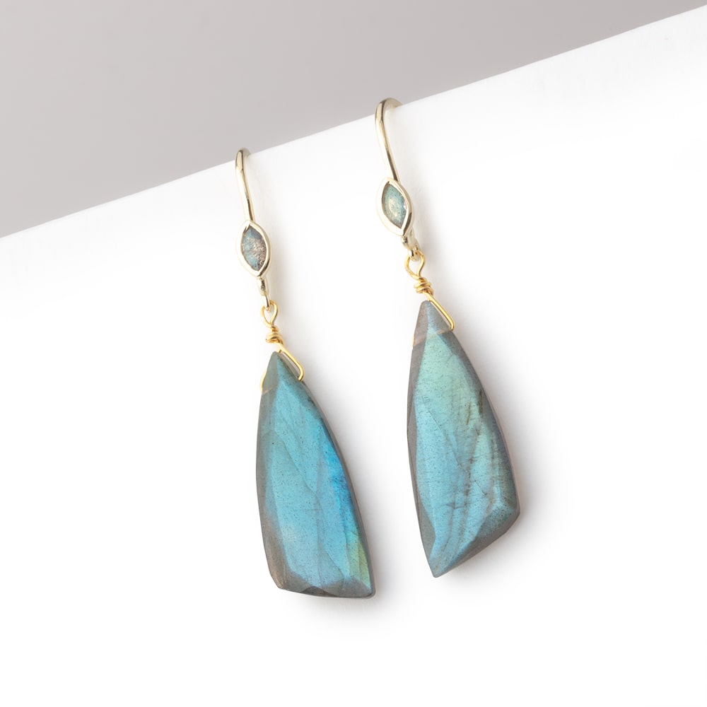 18mm Labradorite Marquise Ear Wire Set of 2 pieces - AtlantaFindingsCompany