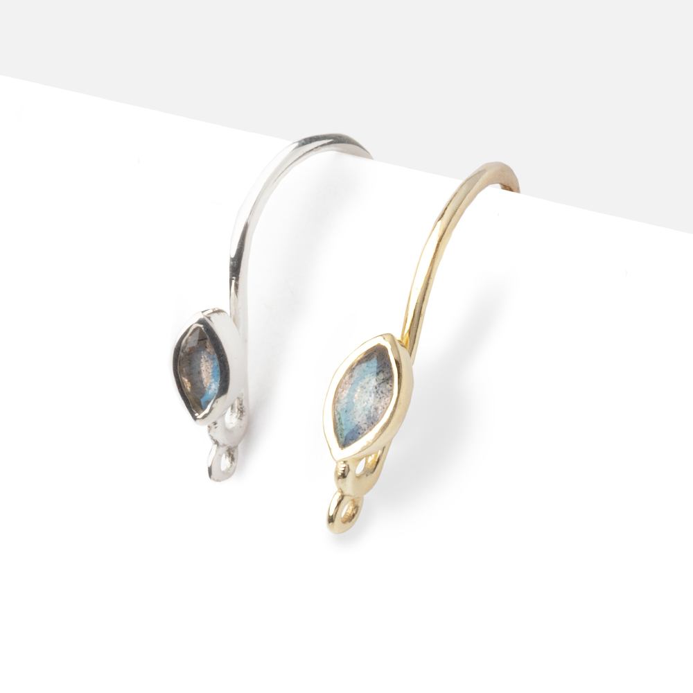 18mm Labradorite Marquise Ear Wire Set of 2 pieces - AtlantaFindingsCompany