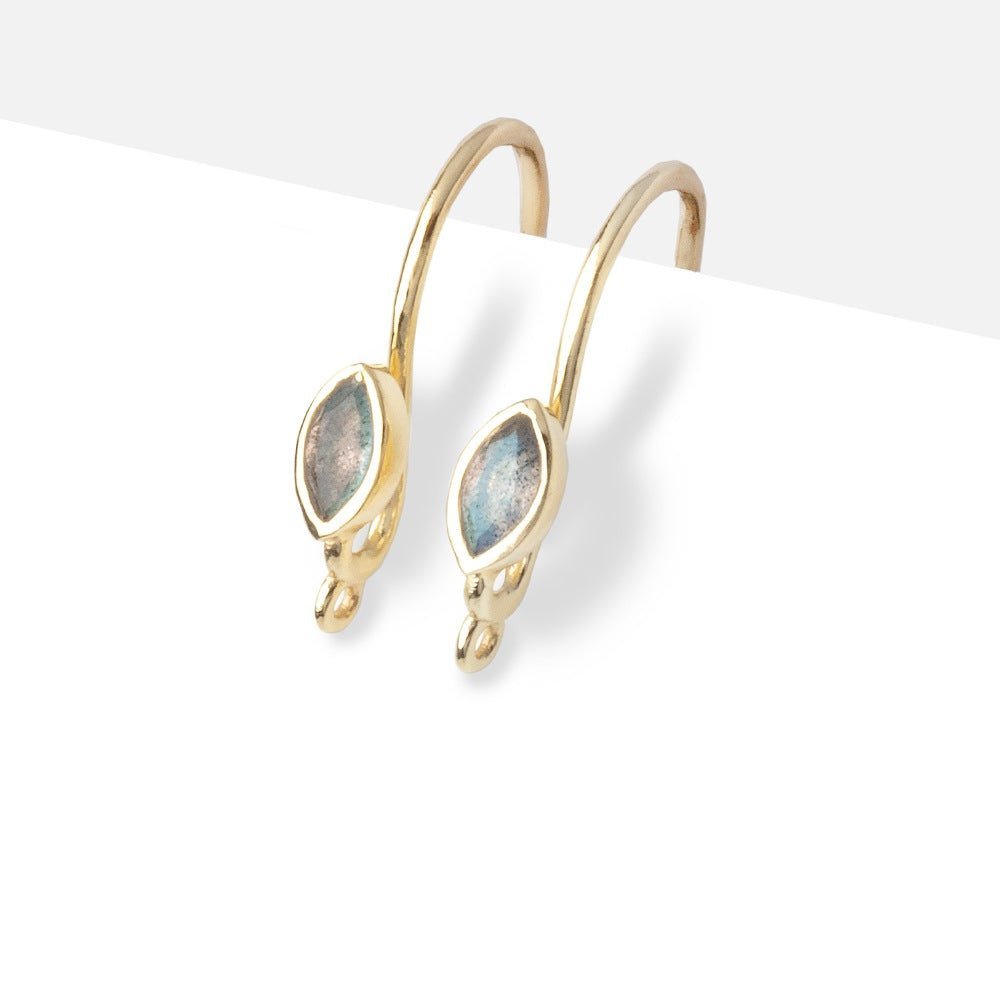 18mm Labradorite Marquise Ear Wire Set of 2 pieces - AtlantaFindingsCompany