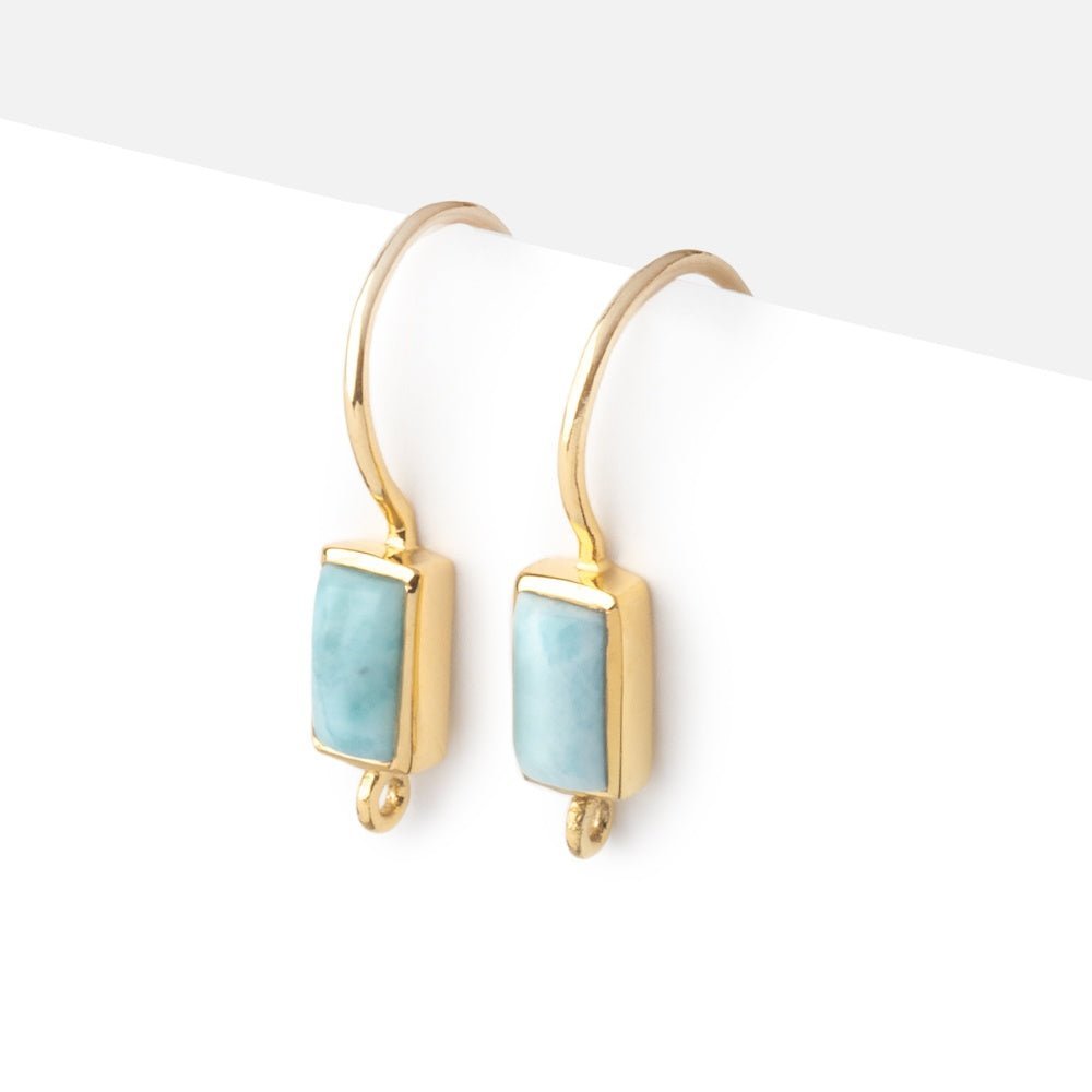 18mm Larimar Plain Baguette Ear Wire Set of 2 pieces - AtlantaFindingsCompany