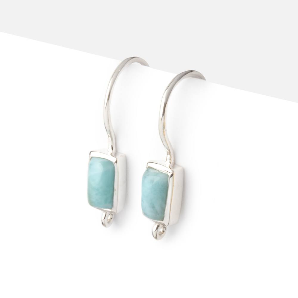 18mm Larimar Plain Baguette Ear Wire Set of 2 pieces - AtlantaFindingsCompany