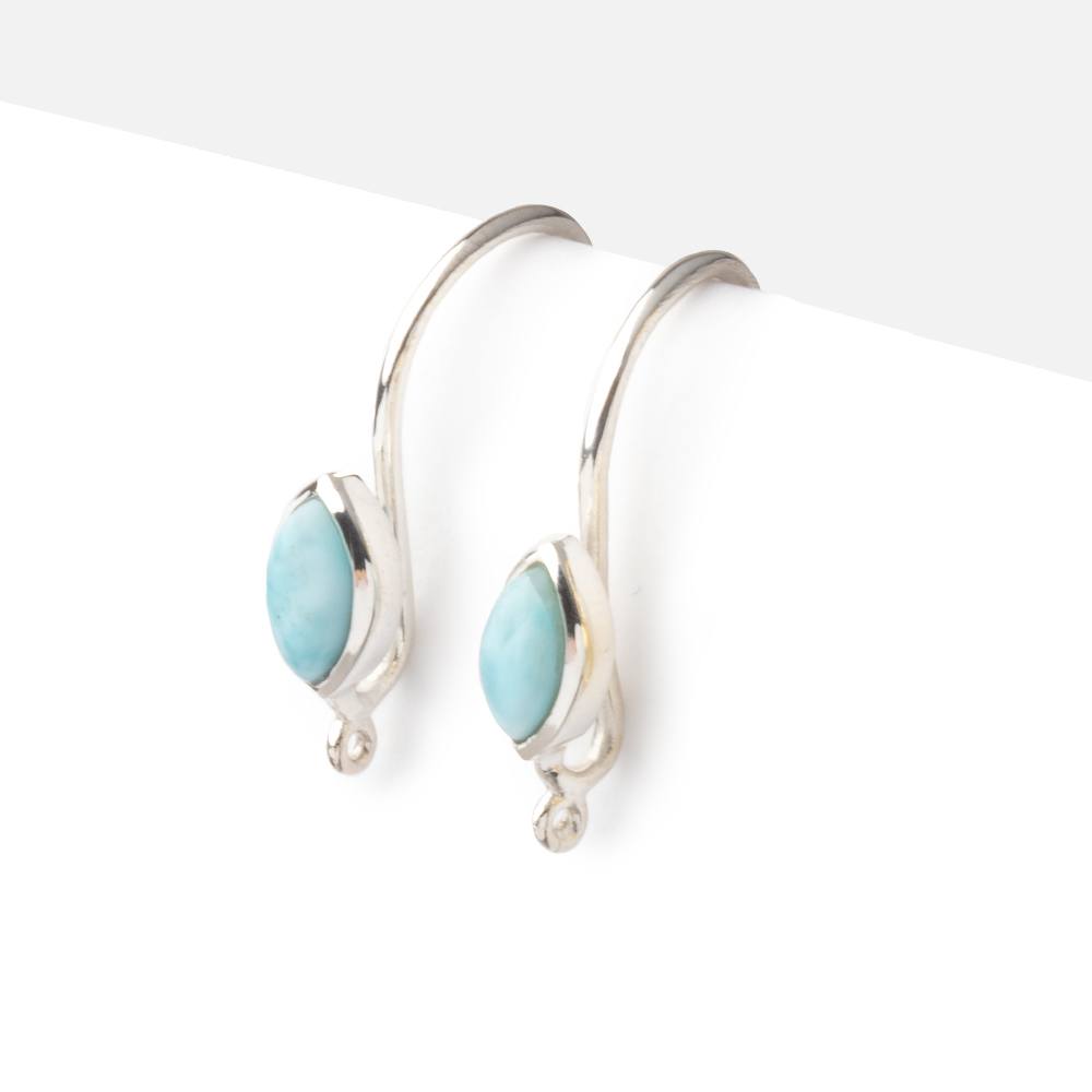 18mm Larimar Plain Marquise Ear Wire Set of 2 pieces - AtlantaFindingsCompany