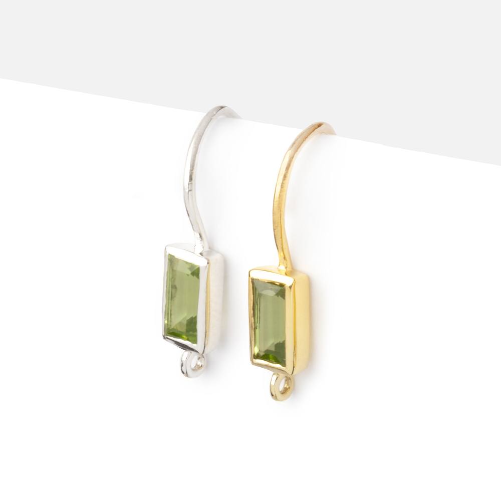 18mm Peridot Baguette Ear Wire Set of 2 pieces - AtlantaFindingsCompany