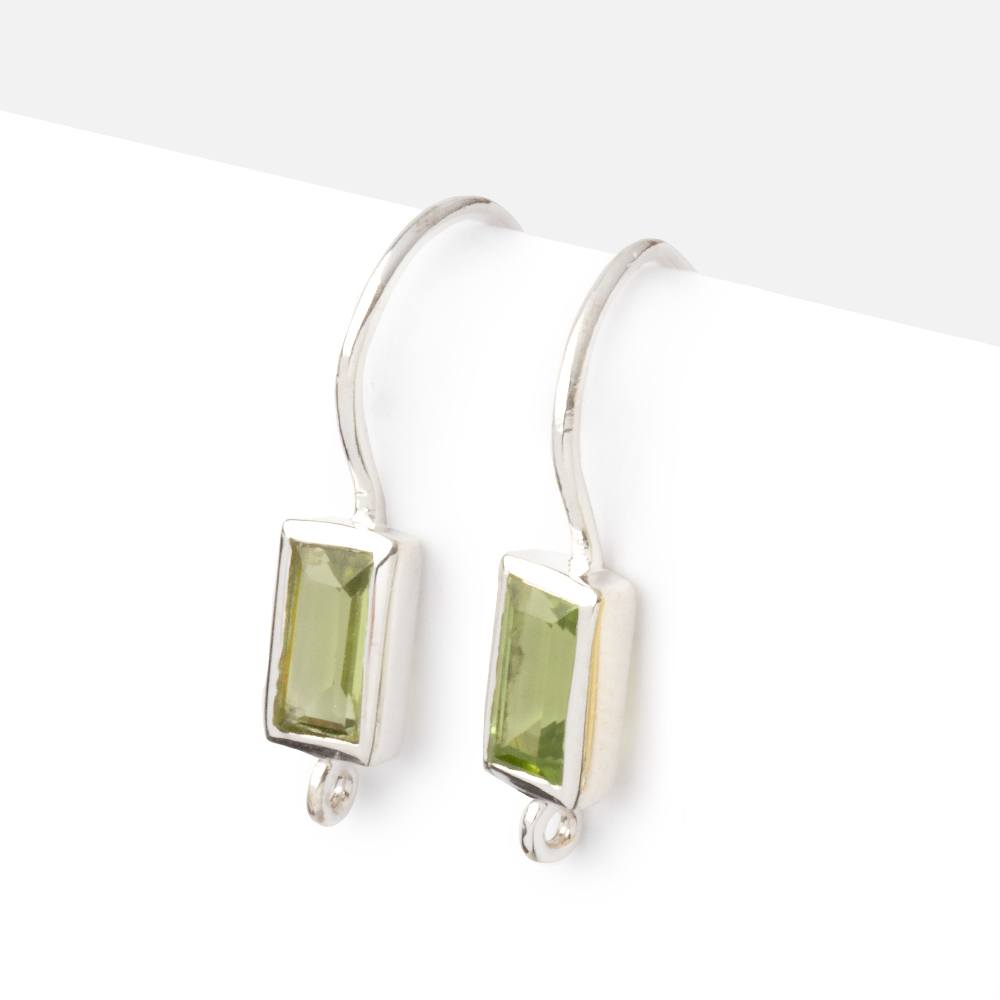 18mm Peridot Baguette Ear Wire Set of 2 pieces - AtlantaFindingsCompany