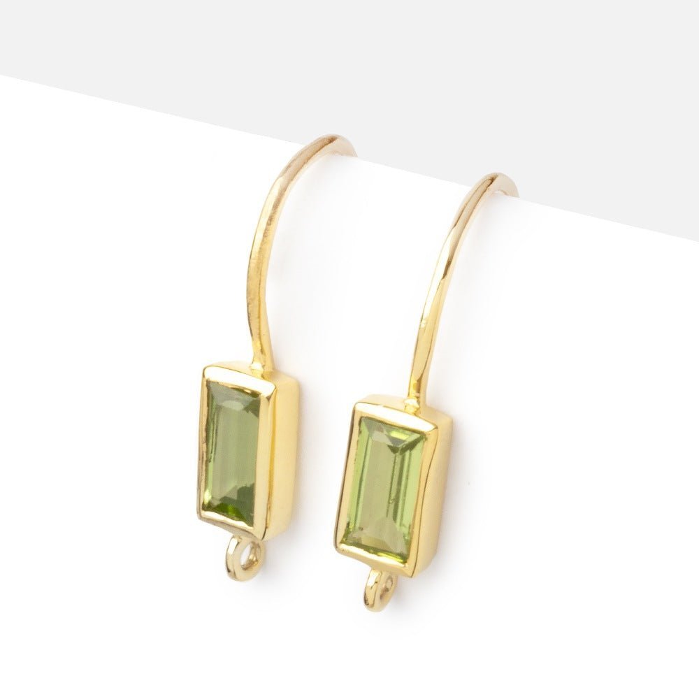 18mm Peridot Baguette Ear Wire Set of 2 pieces - AtlantaFindingsCompany