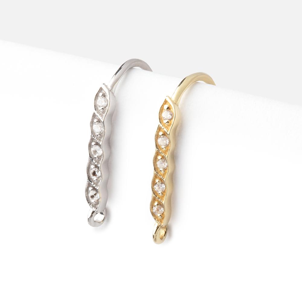 18mm Quintuple CZ Ear Wire Set of 2 pieces - AtlantaFindingsCompany