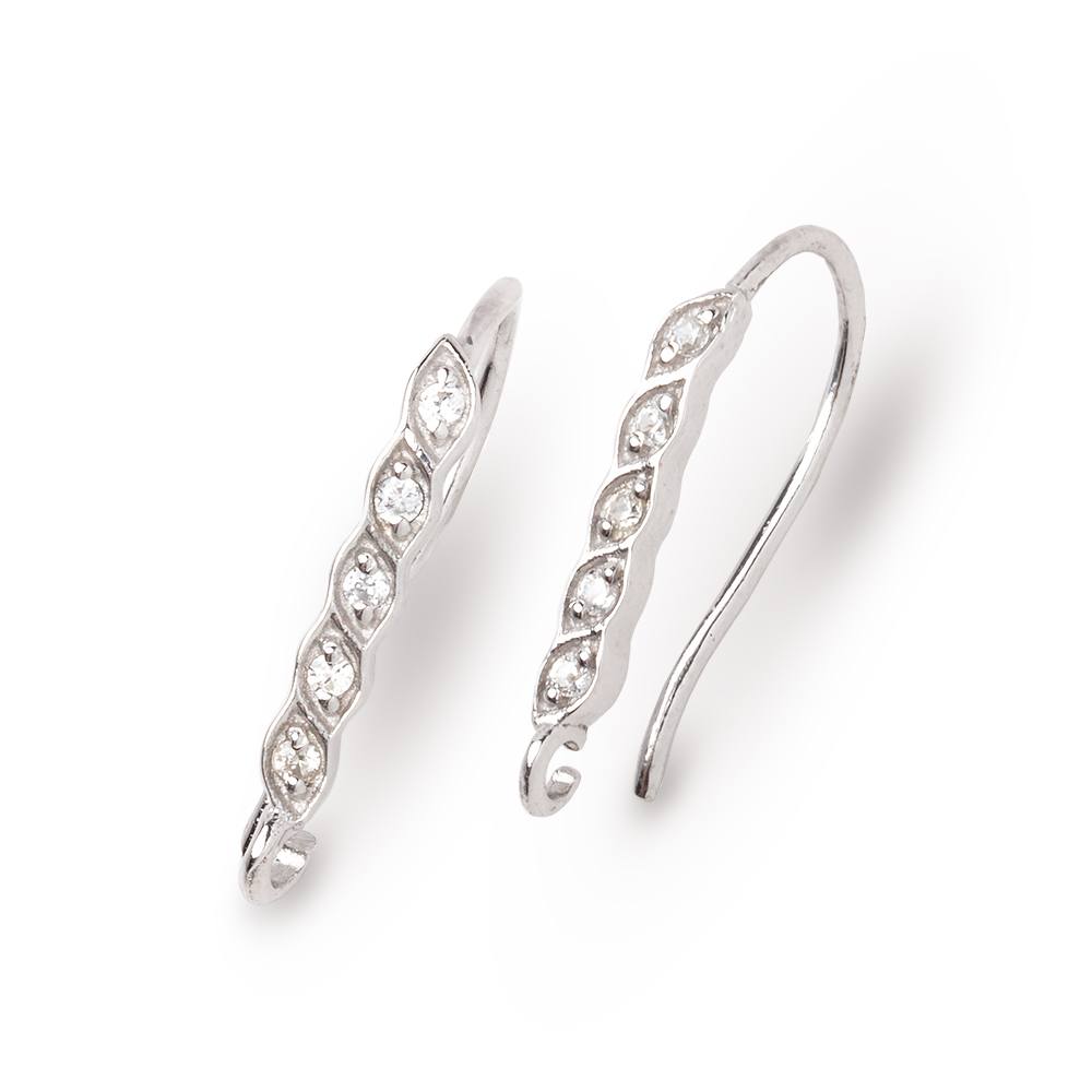 18mm Quintuple CZ Ear Wire Set of 2 pieces - AtlantaFindingsCompany
