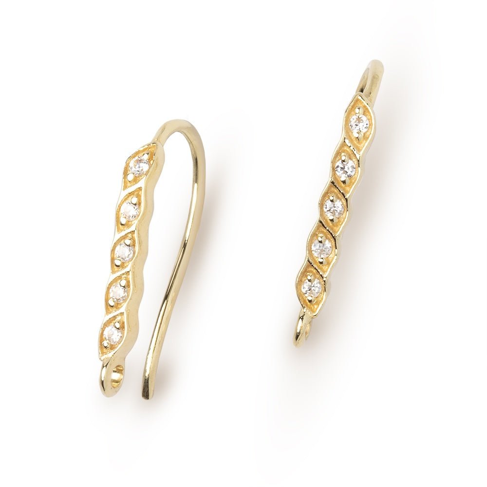 18mm Quintuple CZ Ear Wire Set of 2 pieces - AtlantaFindingsCompany