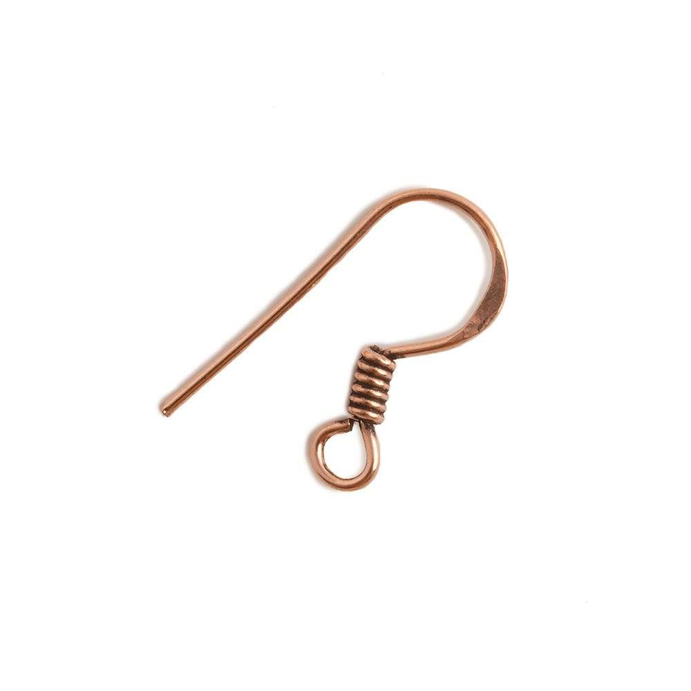 18mm Sheperd's Hook Copper EarWire with Coil 50 pieces - AtlantaFindingsCompany