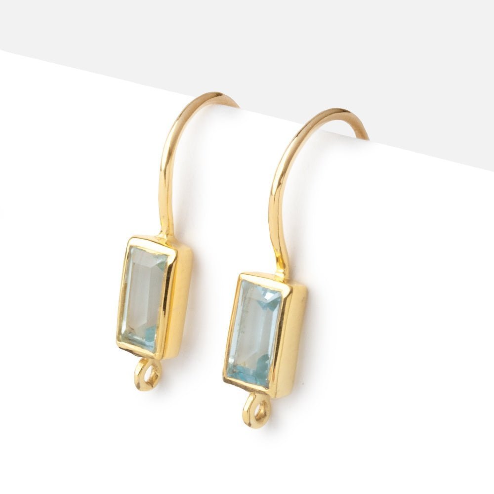 18mm Sky Blue Topaz Baguette Ear Wire Set of 2 pieces - AtlantaFindingsCompany