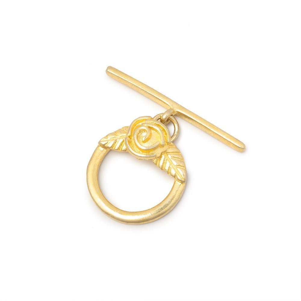 18mm Rose Engraved Vermeil Round Toggle Clasp - AtlantaFindingsCompany