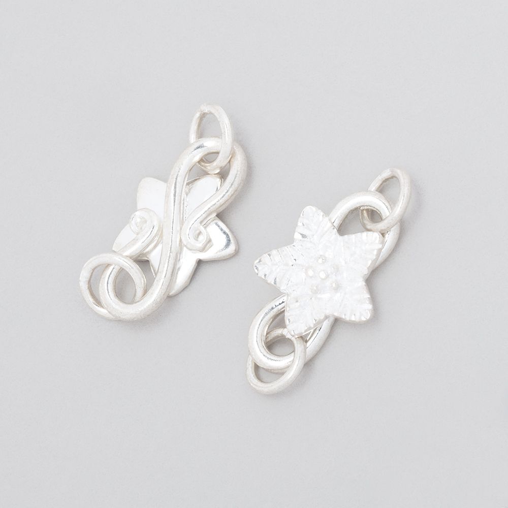18x11mm Sterling Silver Flower S - Hook Clasp - AtlantaFindingsCompany