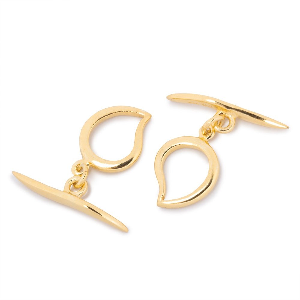 18x12mm Gold Vermeil Paisley Toggle Clasp - 1 Piece - AtlantaFindingsCompany