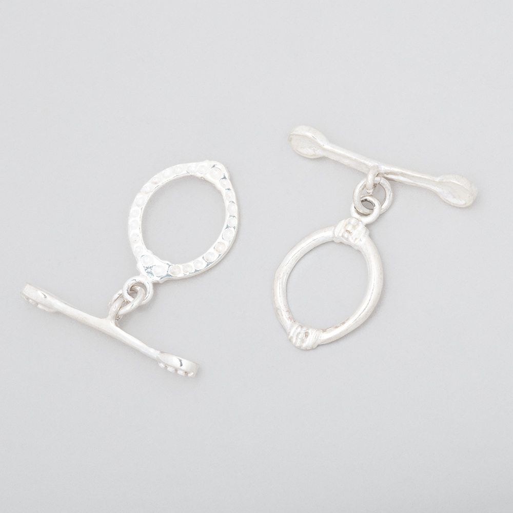 18x14mm Sterling Silver Oval Toggle Clasp - Art Deco Design (1 Piece) - AtlantaFindingsCompany