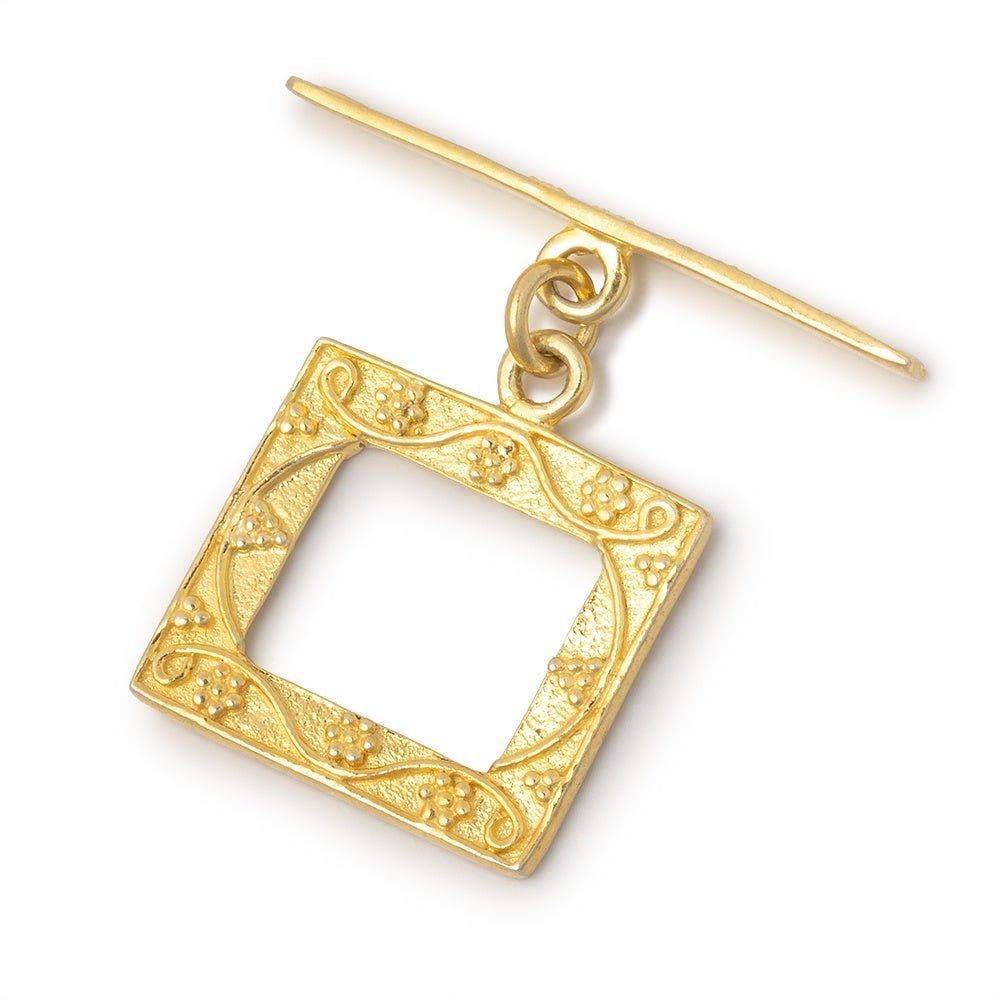 18x20mm Sterling Silver Vermeil Rectangular Floral Toggle Clasp - 1 Piece - AtlantaFindingsCompany
