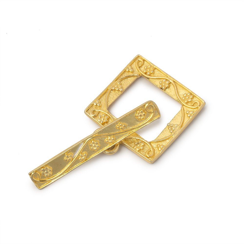 18x20mm Sterling Silver Vermeil Rectangular Floral Toggle Clasp - 1 Piece - AtlantaFindingsCompany