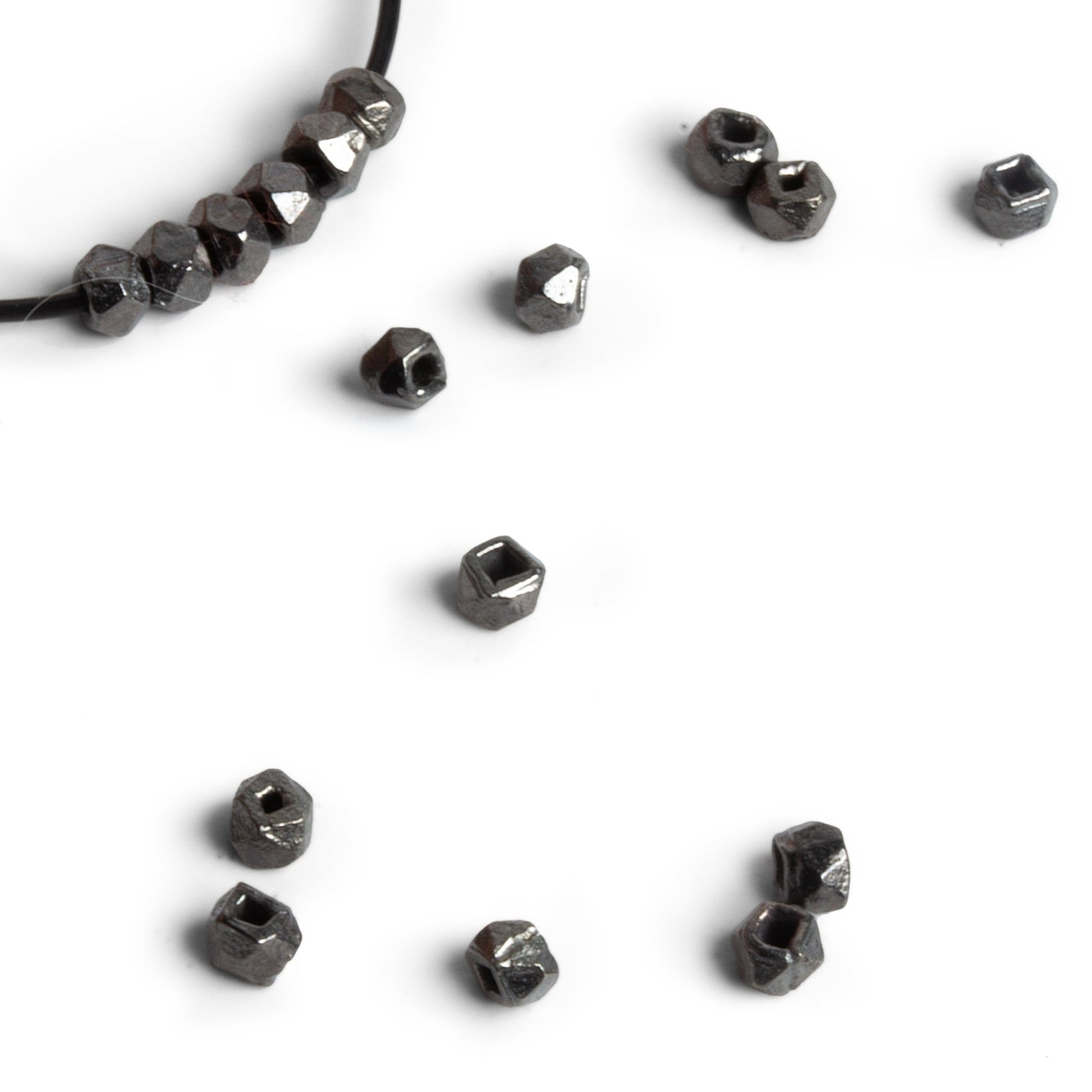 Premium 2.5mm Hand Cut Faceted Nugget Beads - Shiny Finish - AtlantaFindingsCompany