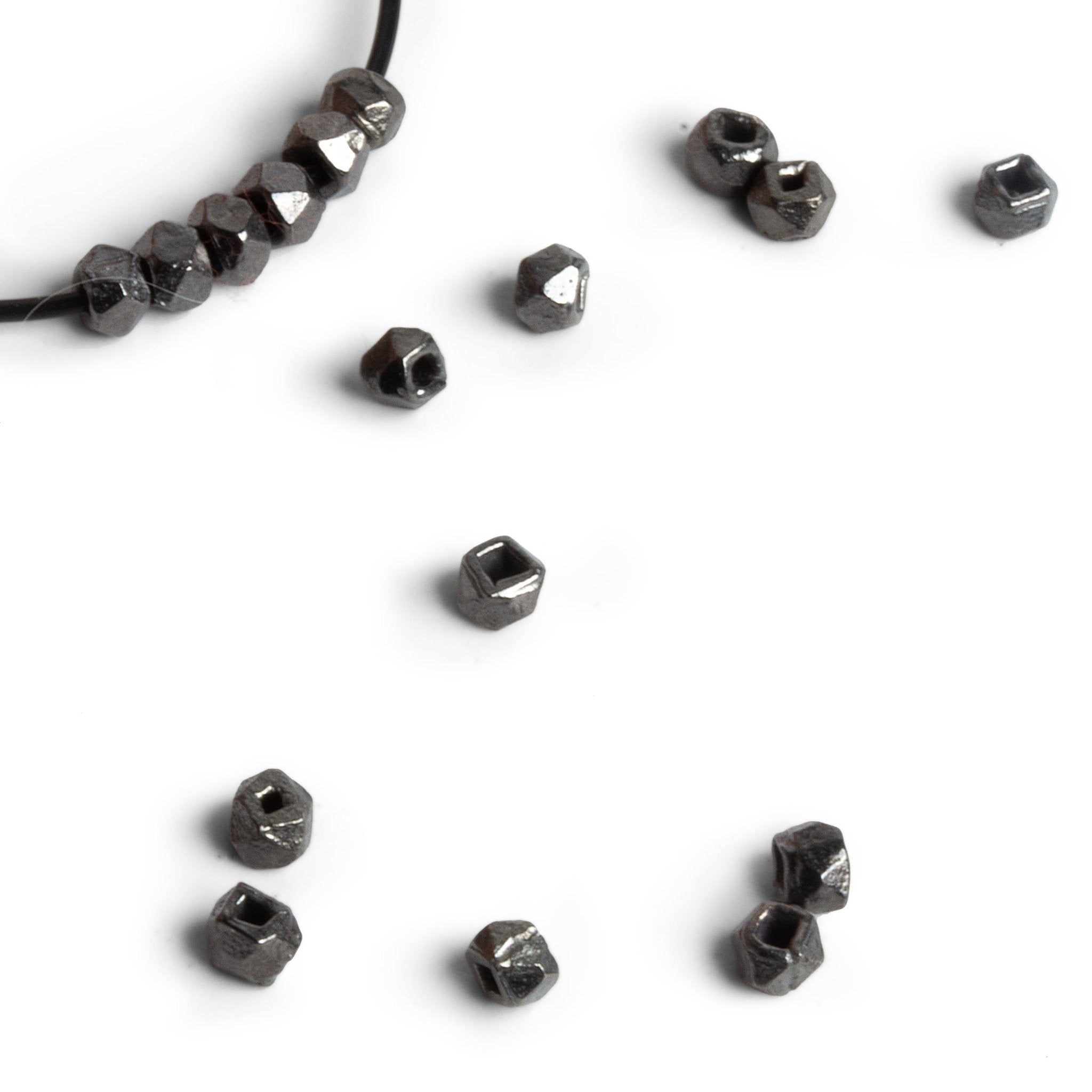 Premium 2.5mm Hand Cut Faceted Nugget Beads - Shiny Finish - AtlantaFindingsCompany