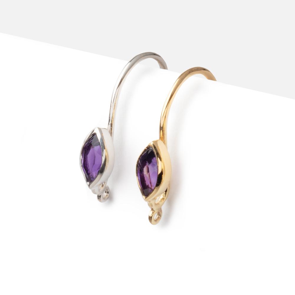 19mm African Amethyst Marquise Ear Wire Set of 2 pieces - AtlantaFindingsCompany