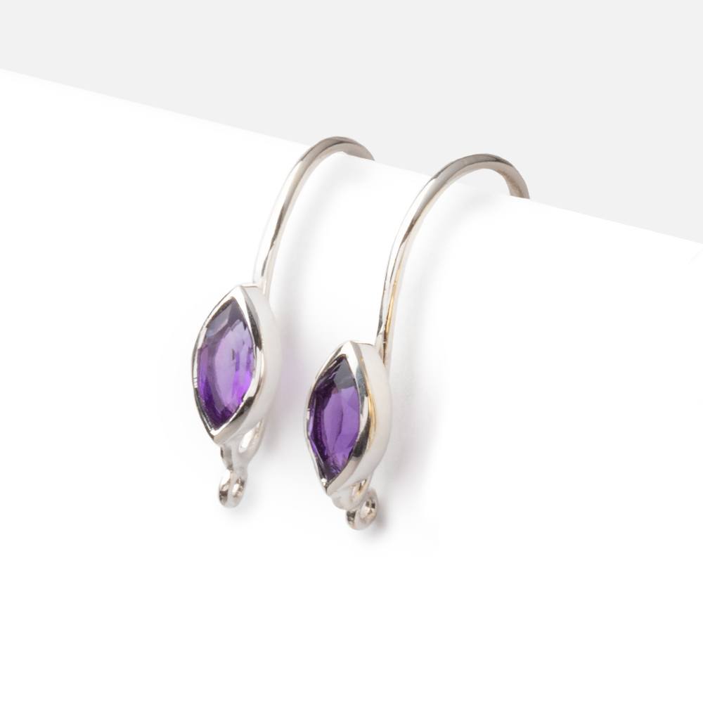 19mm African Amethyst Marquise Ear Wire Set of 2 pieces - AtlantaFindingsCompany