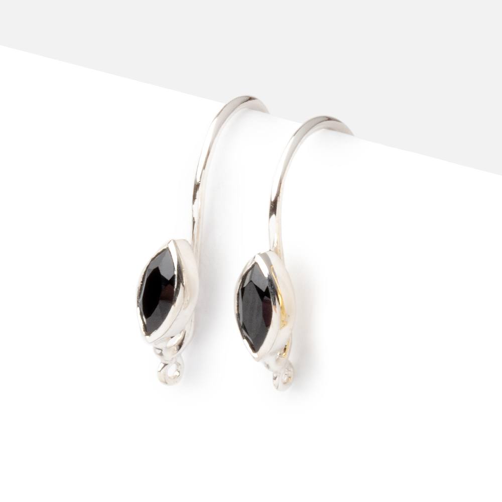 19mm Black Spinel Marquise Ear Wire Set of 2 pieces - AtlantaFindingsCompany