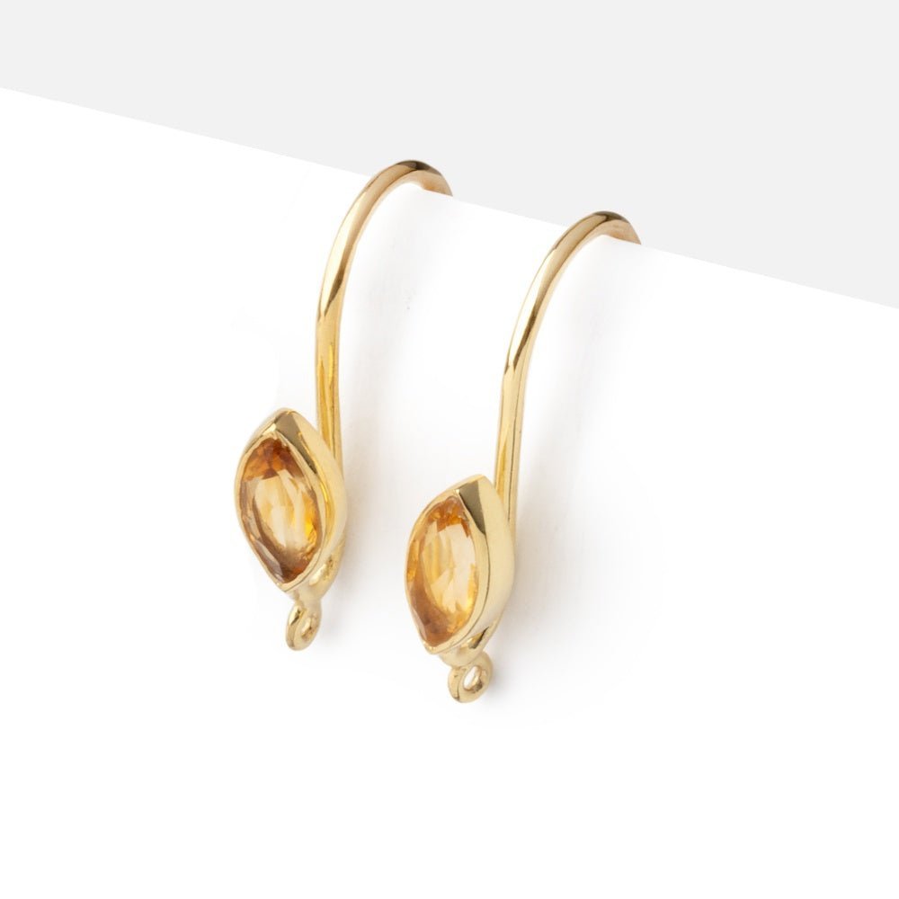 19mm Citrine Marquise Ear Wire Set of 2 pieces - AtlantaFindingsCompany