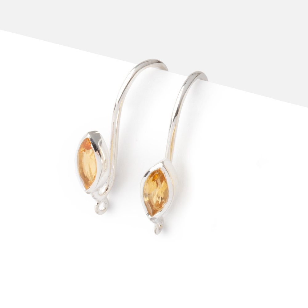 19mm Citrine Marquise Ear Wire Set of 2 pieces - AtlantaFindingsCompany
