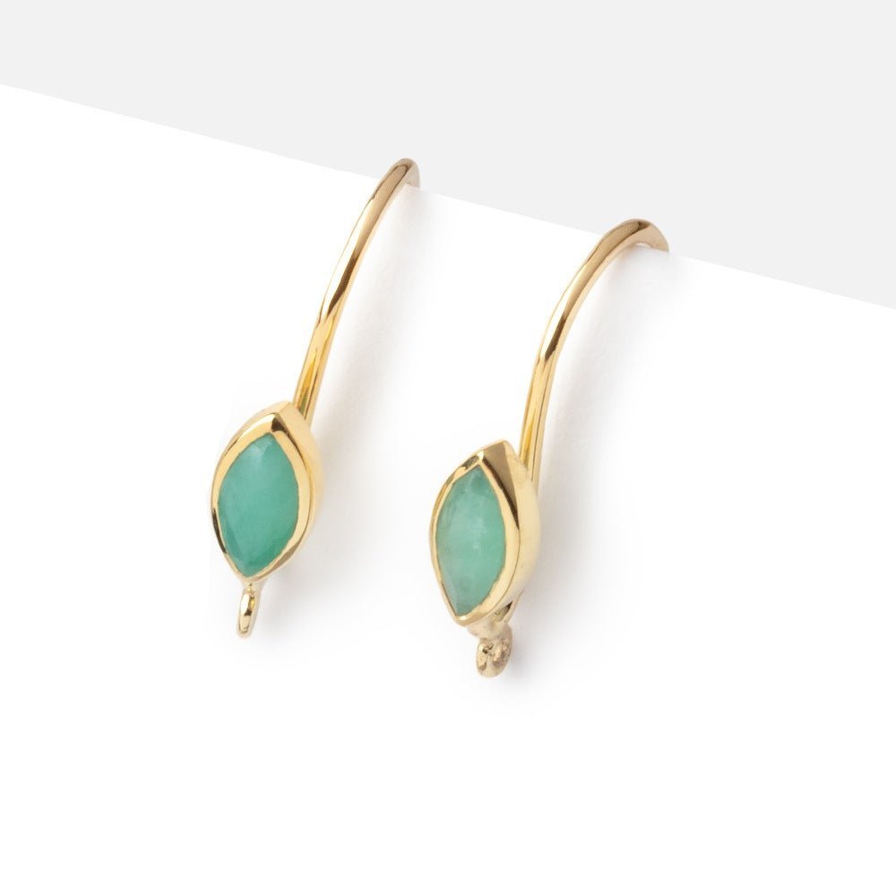 19mm Emerald Marquise Ear Wire Set of 2 pieces - AtlantaFindingsCompany